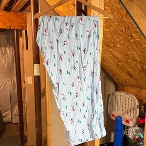 Women's Blue Pajama Pants with Ski Print
